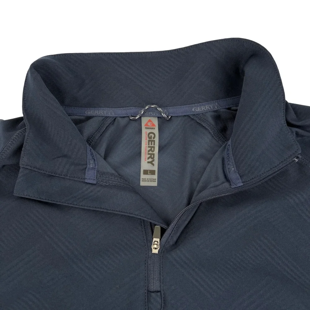 Gerry Men's Dark Blue Herringbone 1/4 Zip Pullover Athletic‎ Shirt Size L